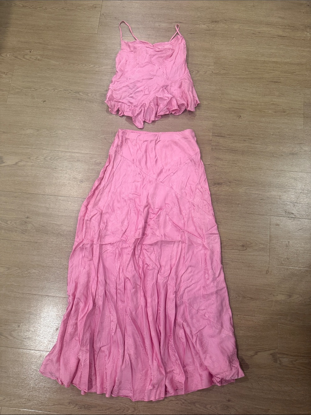 LoveShackFancy Pink Two-Piece Maxi Skirt Set